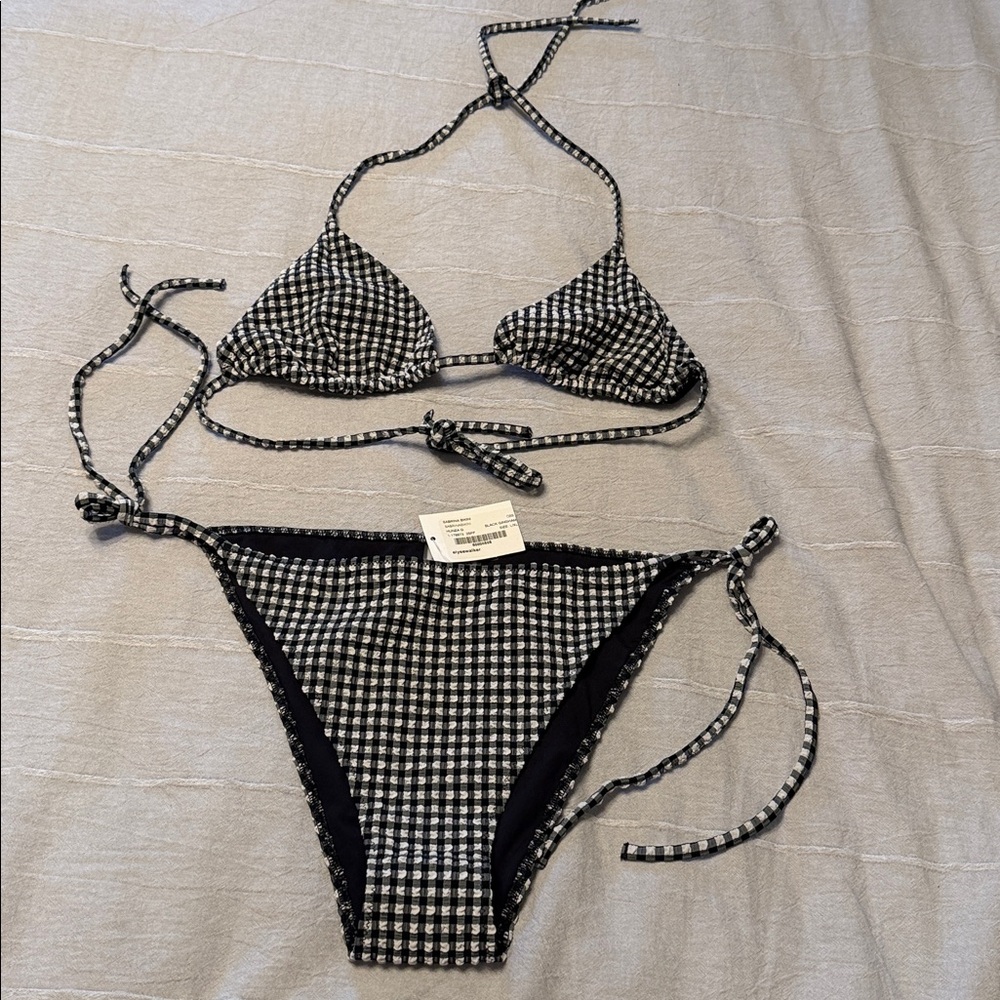BNWT hunza G Gingham Seersucker Sabrina Bikini set - Picture 2 of 8